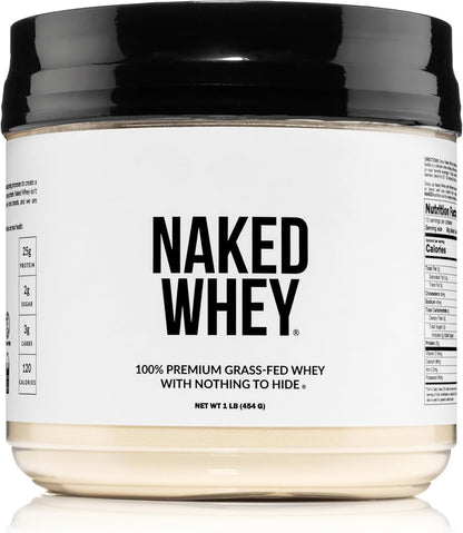 NAKED Whey 1Lb - Only 1 Ingredient, Grass Fed Whey Protein Powder, NSF Certified, Undenatured, No Gmos, No Soy, Gluten Free, Stimulate Growth, Enhance Recovery - 15 Servings