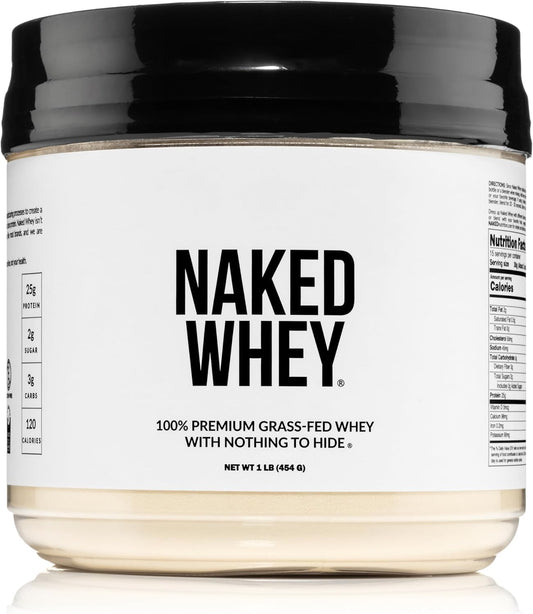 NAKED Whey 1Lb - Only 1 Ingredient, Grass Fed Whey Protein Powder, NSF Certified, Undenatured, No Gmos, No Soy, Gluten Free, Stimulate Growth, Enhance Recovery - 15 Servings