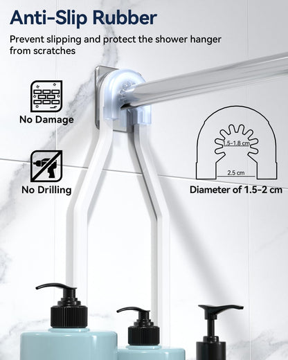 Never Rust Shower Caddy Hanging, Aluminum Shower Racks for Inside Shower, 3-Tier Shower Organizer Hanging Over Shower Head with Hooks and Soap Holder, Rose Gold