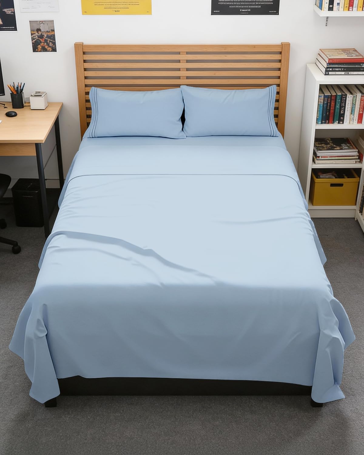 Twin XL 3 Piece Sheet Set - College Dorm Room Essentials - White | Deep Pocket Bed Sheets for Women, Men, Teens & Students, Soft, Cooling, Breathable & Wrinkle Free, Oeko-Tex Bed Sheet Set