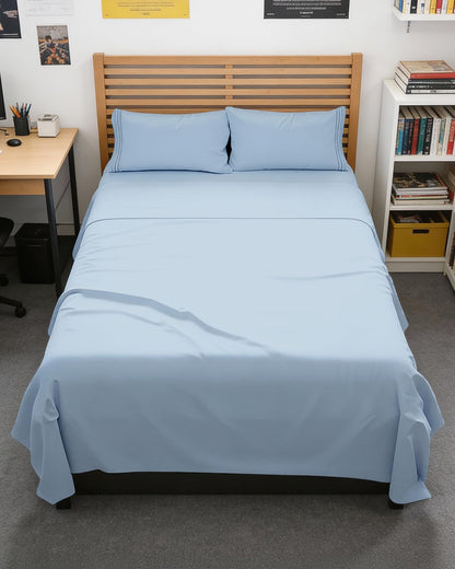 Twin XL 3 Piece Sheet Set - College Dorm Room Essentials - White | Deep Pocket Bed Sheets for Women, Men, Teens & Students, Soft, Cooling, Breathable & Wrinkle Free, Oeko-Tex Bed Sheet Set