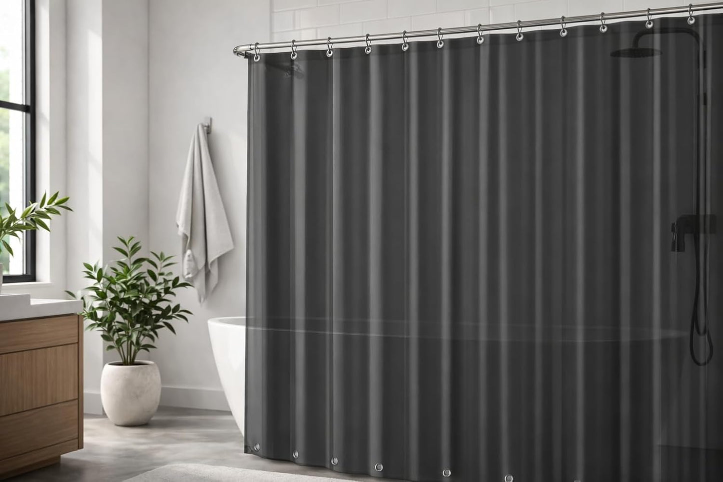 EHZNZIE White Shower Curtain Liner 72x72, PEVA Waterproof Bath Curtain, No Chemical Smell, 3 Weighted Magnets, Durable with Rustproof Metal Grommets