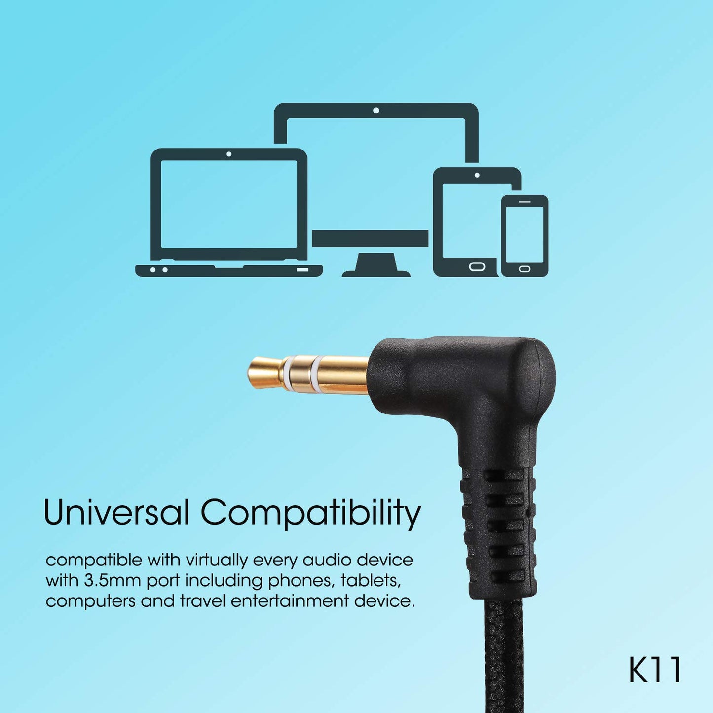 noot products K11 Kids Headphones with Wired Cord 3.5mm Jack Navy/Teal | 5ft Long Cord, Tangle Free, Foldable, Plug in On-Ear Headset for School, Classroom, Boys, Girls, Toddler Laptop Travel Tablet