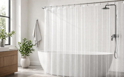 EHZNZIE White Shower Curtain Liner 72x72, PEVA Waterproof Bath Curtain, No Chemical Smell, 3 Weighted Magnets, Durable with Rustproof Metal Grommets