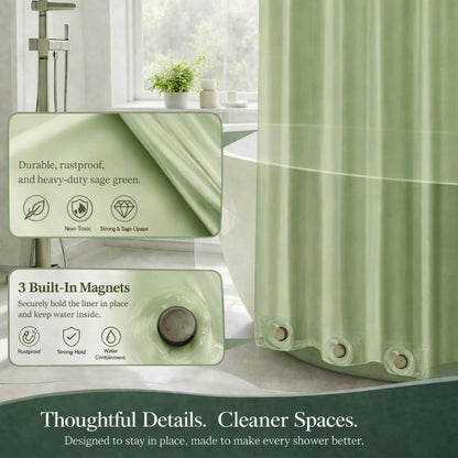EHZNZIE White Shower Curtain Liner 72x72, PEVA Waterproof Bath Curtain, No Chemical Smell, 3 Weighted Magnets, Durable with Rustproof Metal Grommets
