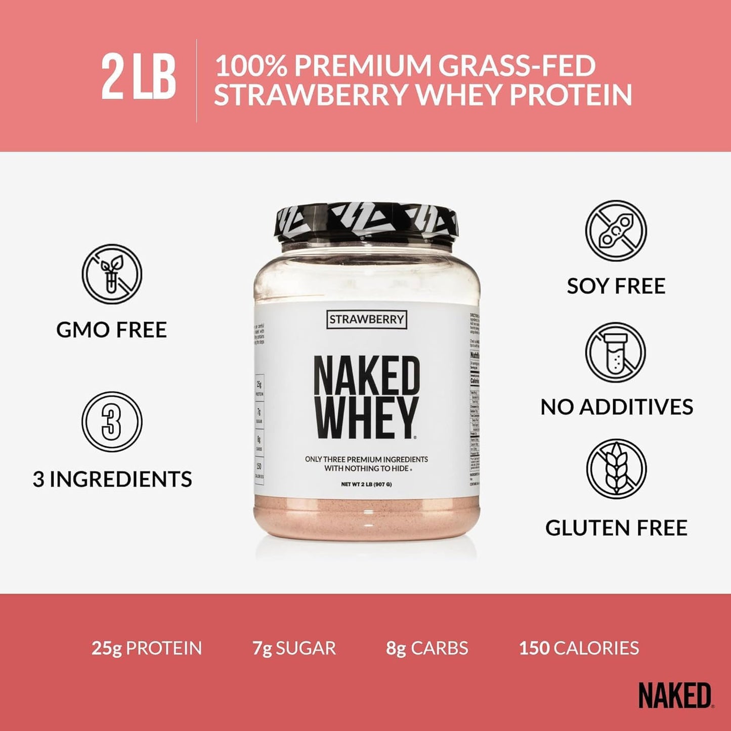 NAKED Whey 1Lb - Only 1 Ingredient, Grass Fed Whey Protein Powder, NSF Certified, Undenatured, No Gmos, No Soy, Gluten Free, Stimulate Growth, Enhance Recovery - 15 Servings