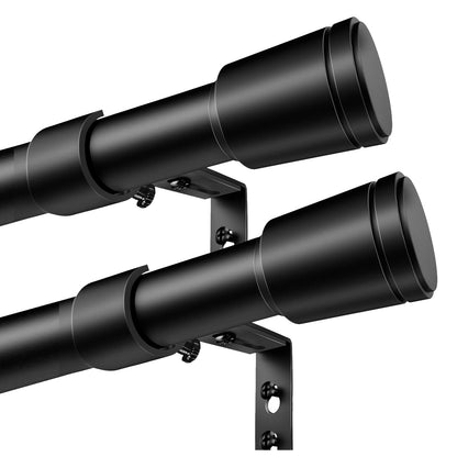 Curtain Rods 30-60 Inch, Adjustable Black Curtain Rods for Windows 2 Pack | 5/8" Diameter for 30-54 Inch Windows, Spliced Window Treatment Rod with Brackets, Long Small Rod for Bedroom, Living Room