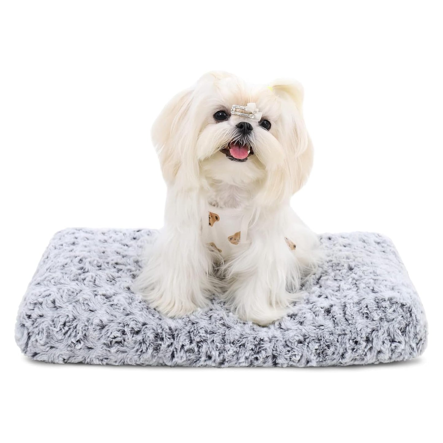 KSIIA Washable Dog Bed Medium Size Dog Crate Bed Plush Pet Mat 35"x23" Gray | Deluxe Plush Comfy Kennel Pad, Anti-Slip Bottom,Deep Sleeping Mat for Medium Dogs,Machine Washable for Easy Cleaning