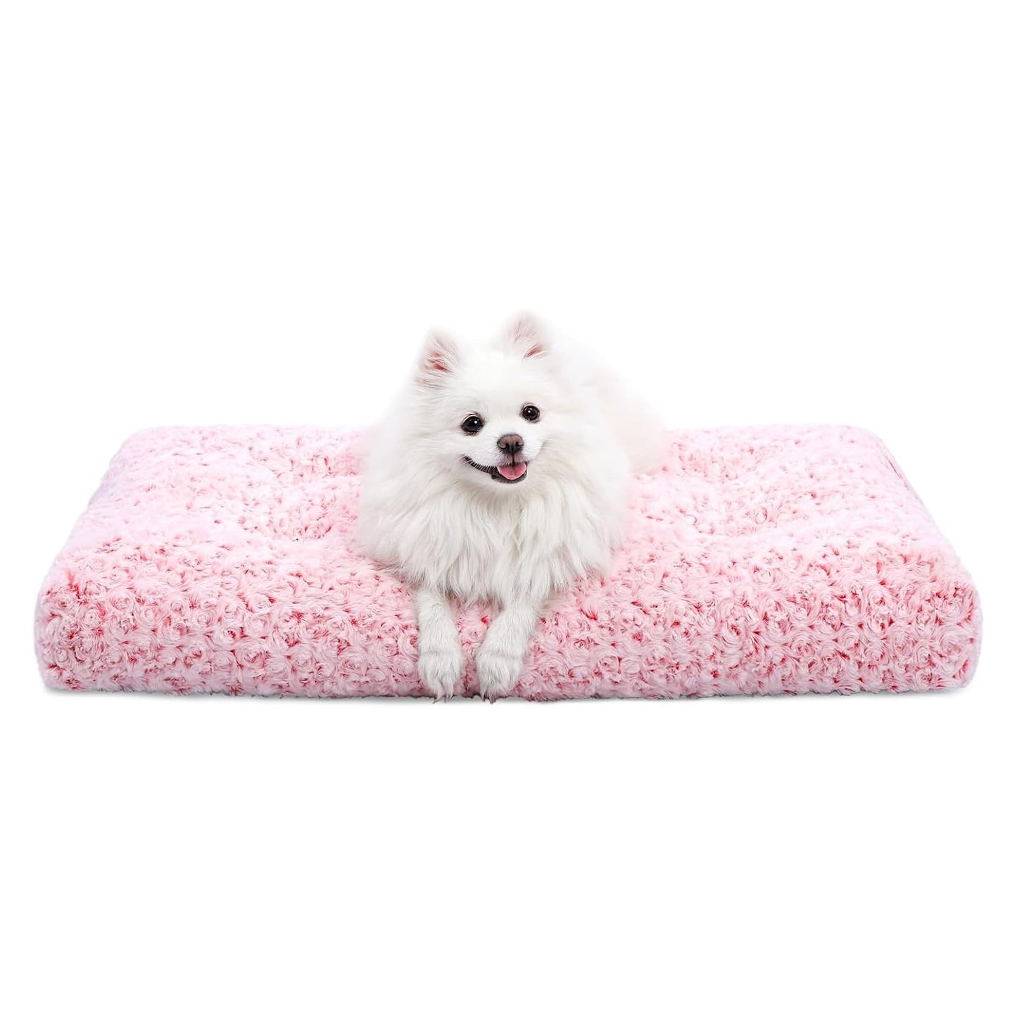 KSIIA Washable Dog Bed Medium Size Dog Crate Bed Plush Pet Mat 35"x23" Gray | Deluxe Plush Comfy Kennel Pad, Anti-Slip Bottom,Deep Sleeping Mat for Medium Dogs,Machine Washable for Easy Cleaning