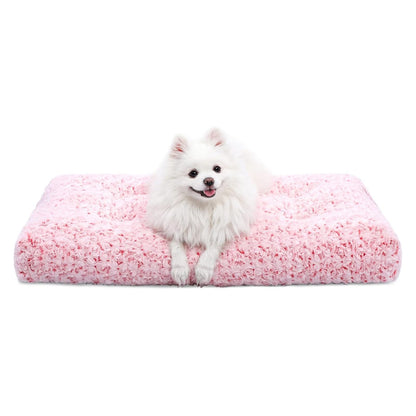 KSIIA Washable Dog Bed Medium Size Dog Crate Bed Plush Pet Mat 35"x23" Gray | Deluxe Plush Comfy Kennel Pad, Anti-Slip Bottom,Deep Sleeping Mat for Medium Dogs,Machine Washable for Easy Cleaning