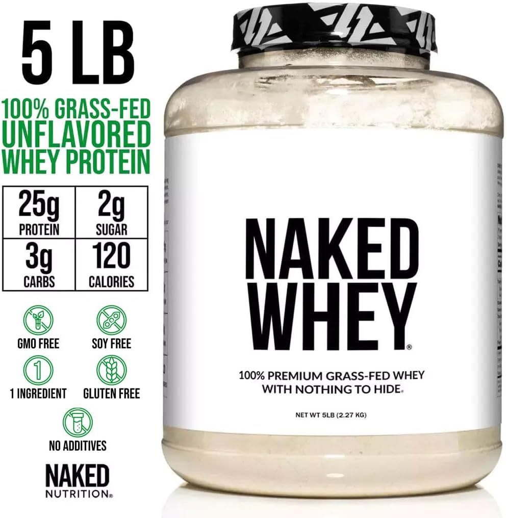 NAKED Whey 1Lb - Only 1 Ingredient, Grass Fed Whey Protein Powder, NSF Certified, Undenatured, No Gmos, No Soy, Gluten Free, Stimulate Growth, Enhance Recovery - 15 Servings