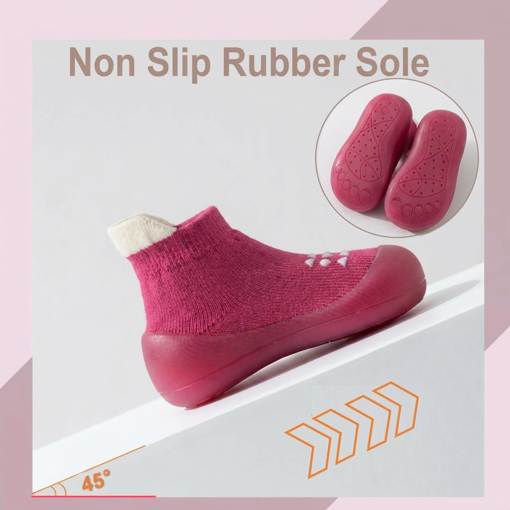 Hstyle Baby Sock Shoes Toddler Boys Walking Shoes Infant Slippers Sneakers | Non-Slip,Soft Rubber Sole,Lightweight,1st Birthday Gifts for Baby Boys Girls