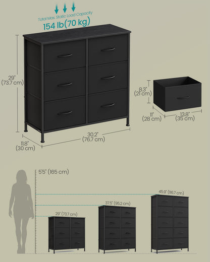 SONGMICS BELLAH Collection - Dresser for Bedroom, Chest of Drawers, Storage Organizer Unit, Closet, Entryway, Steel, 4 Drawers, Modern, Ink Black and Ebony Black ULGS314B01S