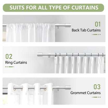 Curtain Rods 30-60 Inch, Adjustable Black Curtain Rods for Windows 2 Pack | 5/8" Diameter for 30-54 Inch Windows, Spliced Window Treatment Rod with Brackets, Long Small Rod for Bedroom, Living Room