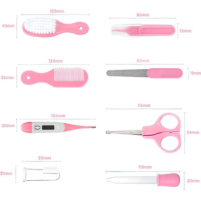 Baby Grooming Kit, Infant Safety Care Set with Hair Brush Comb Nail Clipper Nasal Aspirator,Baby Essentials Kit for Newborn Girls Boys (Grey White)
