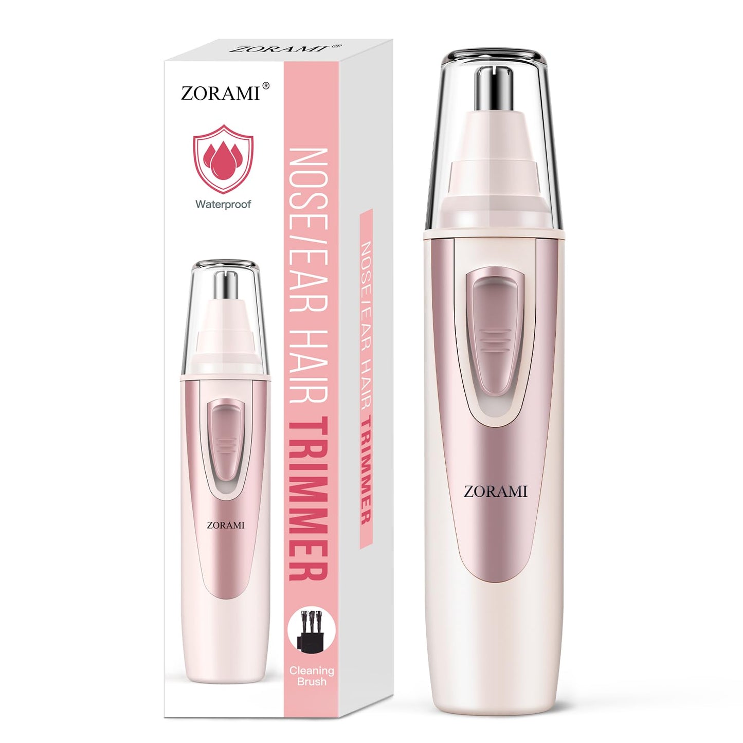 Ear and Nose Hair Trimmer Clipper - 2026 Professional Painless Eyebrow & Facial Hair Trimmer for Men Women,Battery-Operated Trimmer with IPX7 Waterproof,Dual Edge Blades for Easy Cleansing Black