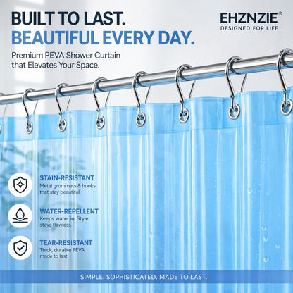 EHZNZIE White Shower Curtain Liner 72x72, PEVA Waterproof Bath Curtain, No Chemical Smell, 3 Weighted Magnets, Durable with Rustproof Metal Grommets