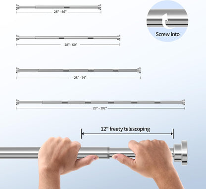 Mcrbeay Shower Curtain Rod, 1" Diameter Heavy Duty Tension Shower Rod | Adjustable 28-74 inch Non Slip No Drill Spring Tension Rod For Bathroom, Shower Stall, No Rust, Bronze
