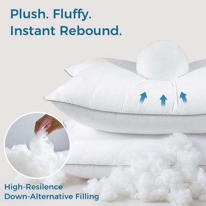 Sasttie Firm Pillows Queen Size Set of 2, Bed Pillows for Side, Back, and Stomach Sleepers - Oeko-Tex Certified Down Alternative Plump Filling - Hotel Quality and Machine Washable, 2 Pack
