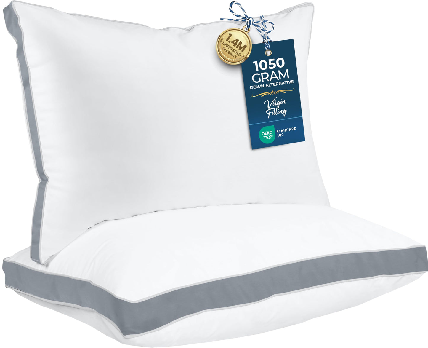 Utopia Bedding Gusset Bed Pillow, Hotel Pillows Queen Size Set of 2, White | Cotton Blended Down alternative pillows for sleeping, soft fluffy cooling comfort for Back, side & stomach sleepers, 2 pack