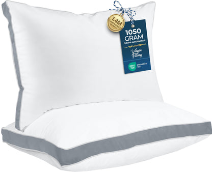 Utopia Bedding Gusset Bed Pillow, Hotel Pillows Queen Size Set of 2, White | Cotton Blended Down alternative pillows for sleeping, soft fluffy cooling comfort for Back, side & stomach sleepers, 2 pack