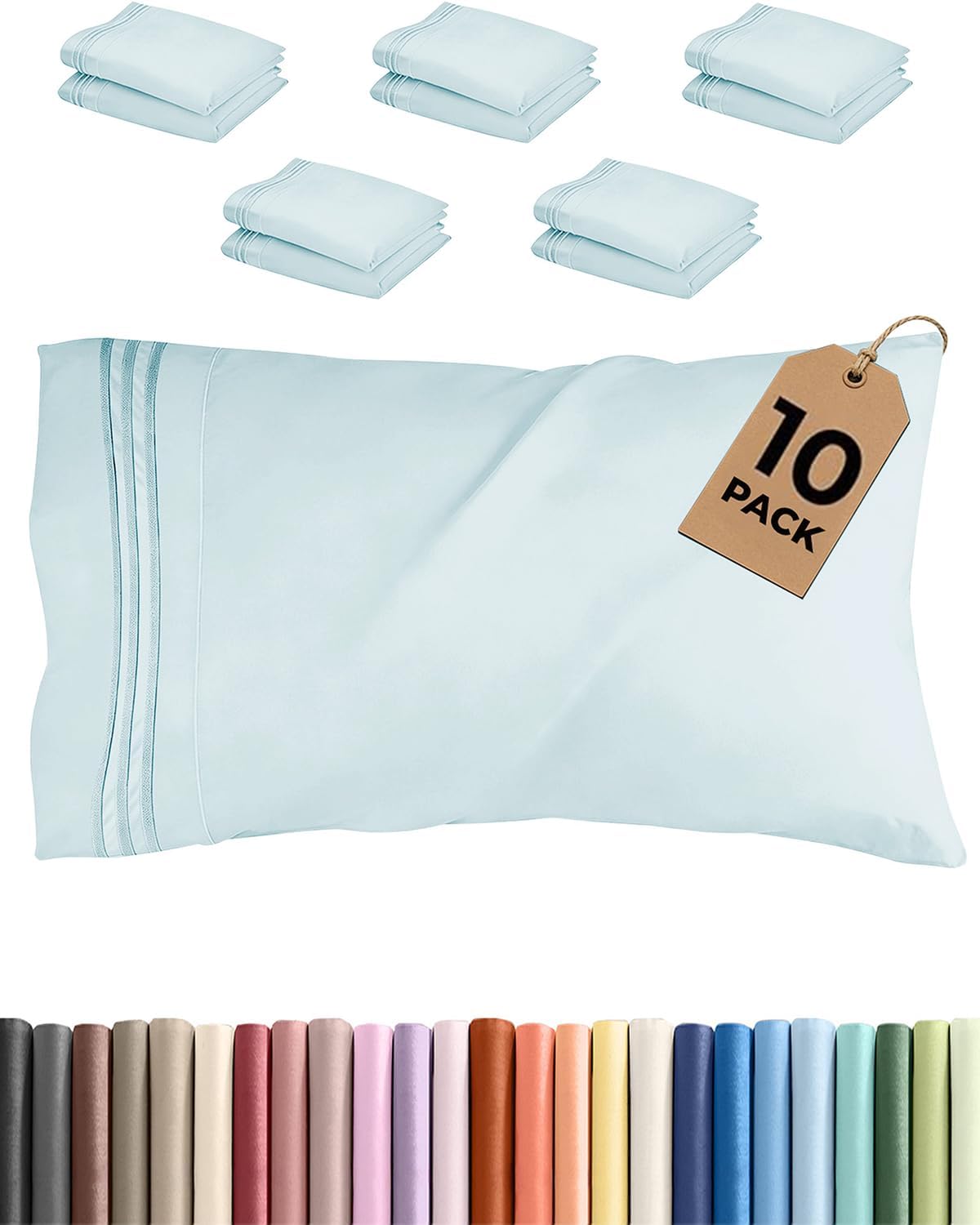 King Pillow Cases Set of 2 - Ultra Soft Cozy Pillowcase Covers - White | Hotel Quality, Comfortable Bedding for Women, Men, Kids & Teens, Machine Washable Pillow Protectors, 2 Piece Set, King Size