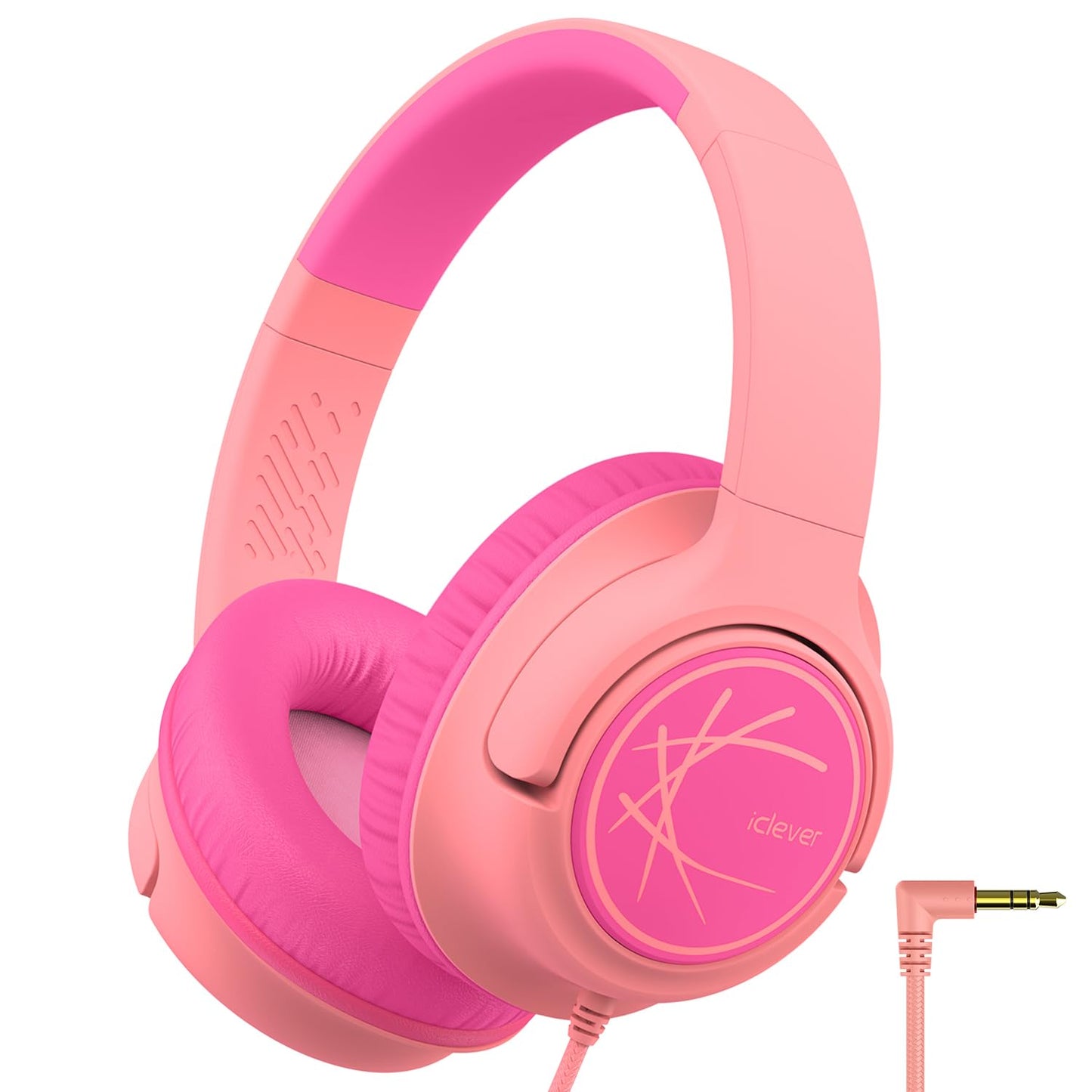 iClever C371 Kids Headphones with Cord for School Boys Girls Travel Gift | SafeSound Tech3.0, Stereo Sound, 3.5mm Jack, Foldable, Durable Headband, Safe Wired Headphones for Kids, Powder Blue