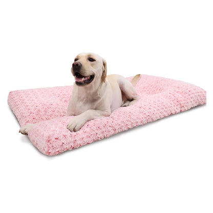 KSIIA Washable Dog Bed Medium Size Dog Crate Bed Plush Pet Mat 35"x23" Gray | Deluxe Plush Comfy Kennel Pad, Anti-Slip Bottom,Deep Sleeping Mat for Medium Dogs,Machine Washable for Easy Cleaning