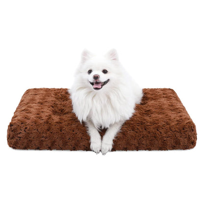 KSIIA Washable Dog Bed Medium Size Dog Crate Bed Plush Pet Mat 35"x23" Gray | Deluxe Plush Comfy Kennel Pad, Anti-Slip Bottom,Deep Sleeping Mat for Medium Dogs,Machine Washable for Easy Cleaning