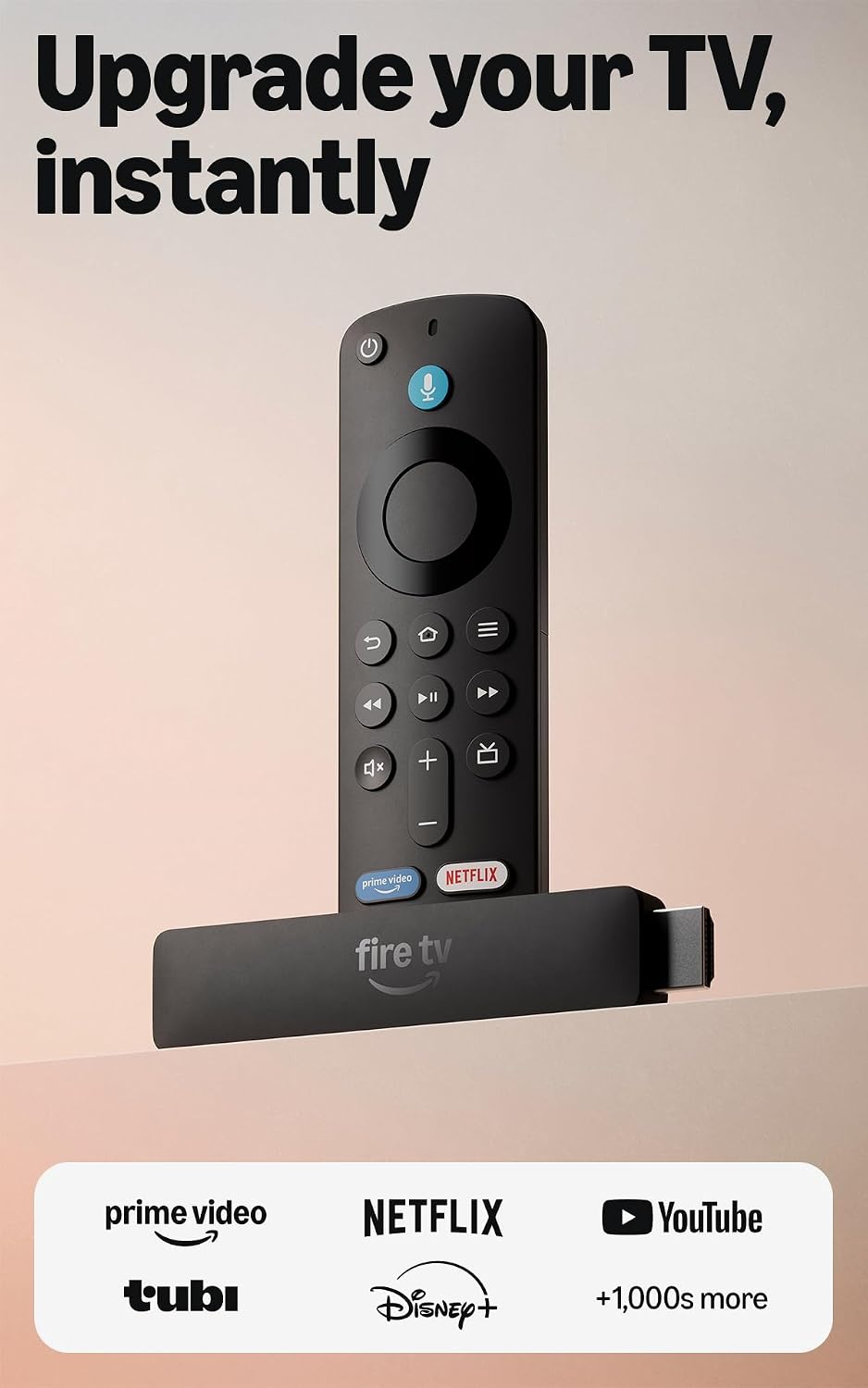 Amazon Fire TV Stick HD (newest model), free & live TV, Alexa Voice Remote, powered by the TV, effortless setup, find shows faster with Alexa+