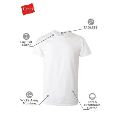 Hanes Men's Undershirt Packs, Stay-Tucked Soft Cotton Undershirts, Best Undershirts for Men, White/Black/Asstd Multipacks