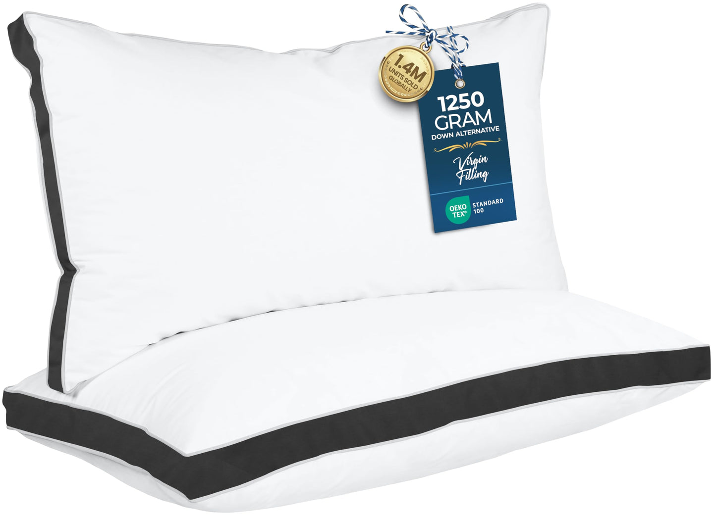 Utopia Bedding Gusset Bed Pillow, Hotel Pillows Queen Size Set of 2, White | Cotton Blended Down alternative pillows for sleeping, soft fluffy cooling comfort for Back, side & stomach sleepers, 2 pack