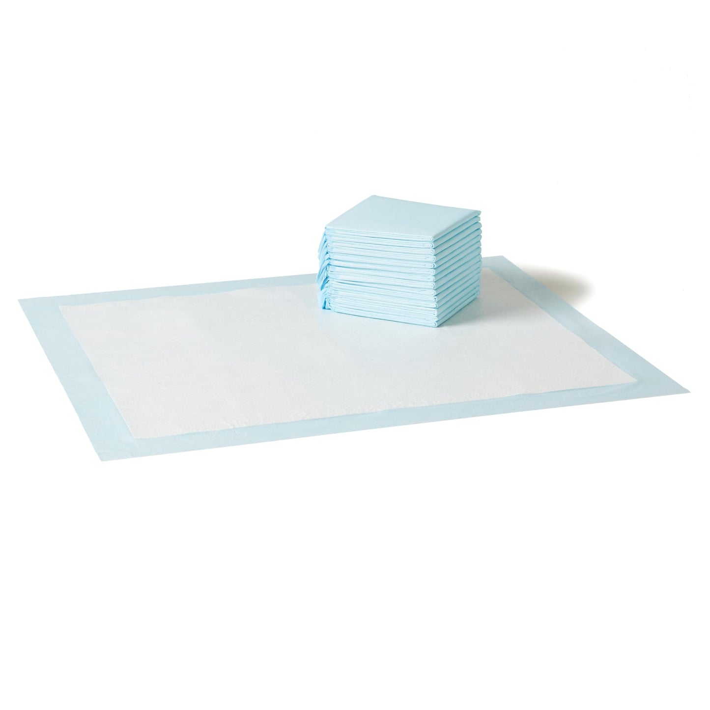 Amazon Basics Leak-Proof Dog and Puppy Potty Training Pee Pads with Quick-Dry 5-Layer Super Absorbent Design, Regular Size 22 x 22 inch, Blue & White, 100 Count