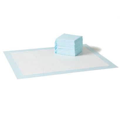 Amazon Basics Leak-Proof Dog and Puppy Potty Training Pee Pads with Quick-Dry 5-Layer Super Absorbent Design, Regular Size 22 x 22 inch, Blue & White, 100 Count