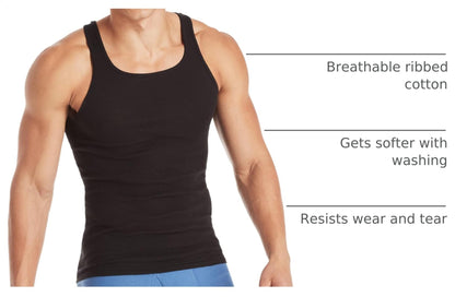 Hanes Men's Tank Undershirt Pack, Cotton Tank Undershirt, Moisture-Wicking, Breathable, White or Grey/Black, Multi-Pack