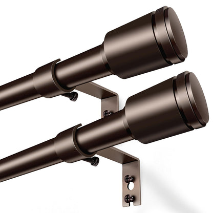 Curtain Rods 30-60 Inch, Adjustable Black Curtain Rods for Windows 2 Pack | 5/8" Diameter for 30-54 Inch Windows, Spliced Window Treatment Rod with Brackets, Long Small Rod for Bedroom, Living Room