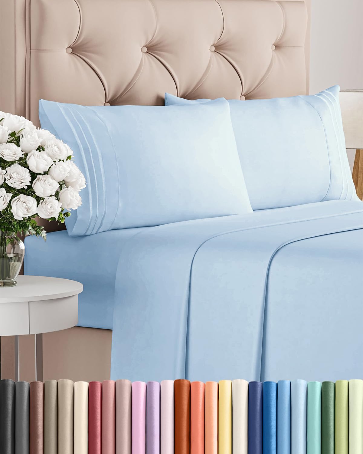 Twin XL 3 Piece Sheet Set - College Dorm Room Essentials - White | Deep Pocket Bed Sheets for Women, Men, Teens & Students, Soft, Cooling, Breathable & Wrinkle Free, Oeko-Tex Bed Sheet Set