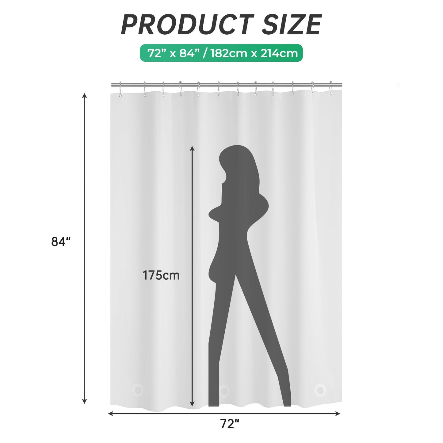 AmazerBath Plastic Shower Curtain Clear Premium PEVA, Clear Shower Curtain Heavy Duty 8G, Weighted Shower Curtains for Bathroom Accessories with 3 Big Stones and 12 Rustproof Grommets, 72x72 Inches