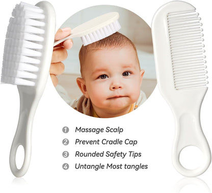 Baby Grooming Kit, Infant Safety Care Set with Hair Brush Comb Nail Clipper Nasal Aspirator,Baby Essentials Kit for Newborn Girls Boys (Grey White)