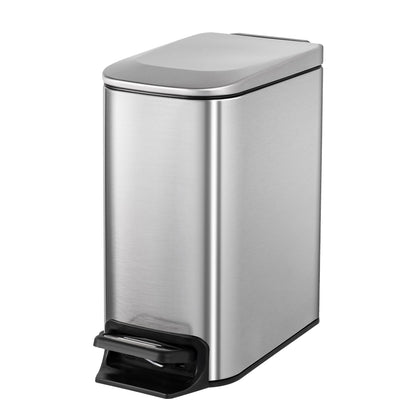 Cesun Small Bathroom Trash Can with Lid, 1.6 Gal, Soft Close, Sage Green | Step pedal soft close, Slim 5.9in fits narrow spaces, Stainless steel, Anti-fingerprint, Removable inner bucket, Odor seal