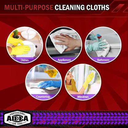 AIDEA Microfiber Cleaning Cloth-50PK, Microfiber Towels for Cars, 12×12" | Premium Wash Cloths, Dusting Cloth Cleaning Rags, Absorbent Towels for SUVs, House, Kitchen, Window, Cleaning Supplies