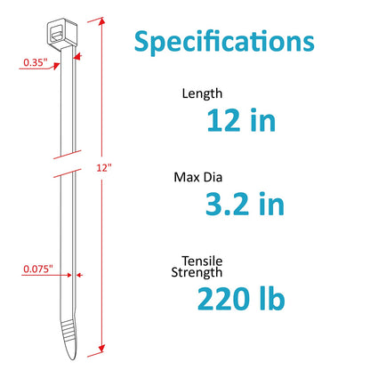 Zip Ties Assorted Sizes(4”+6”+8”+12”), 400 Pack, Black Cable Ties, UV Resistant Wire Ties by ANOSON