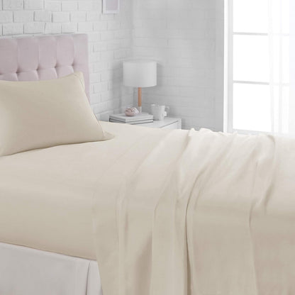 Amazon Basics Lightweight Super Soft Breathable Wrinkle-Resistant Microfiber 4-Piece Bed Sheet Set with 14-Inch Deep Pockets, Queen, Bright White, Solid