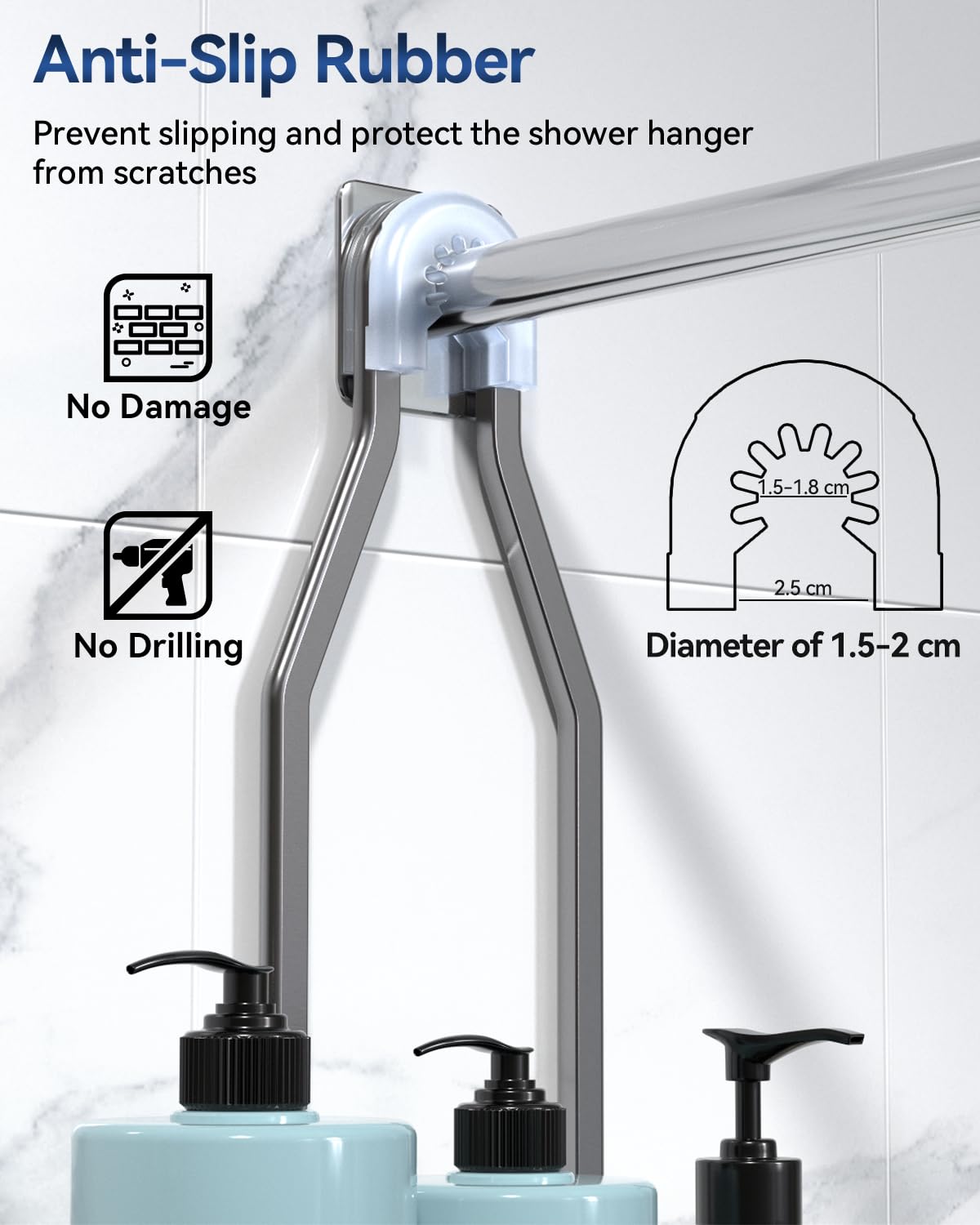 Never Rust Shower Caddy Hanging, Aluminum Shower Racks for Inside Shower, 3-Tier Shower Organizer Hanging Over Shower Head with Hooks and Soap Holder, Rose Gold