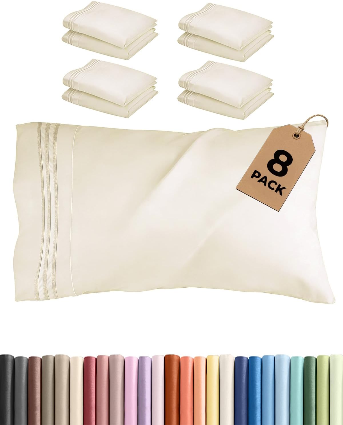 King Pillow Cases Set of 2 - Ultra Soft Cozy Pillowcase Covers - White | Hotel Quality, Comfortable Bedding for Women, Men, Kids & Teens, Machine Washable Pillow Protectors, 2 Piece Set, King Size