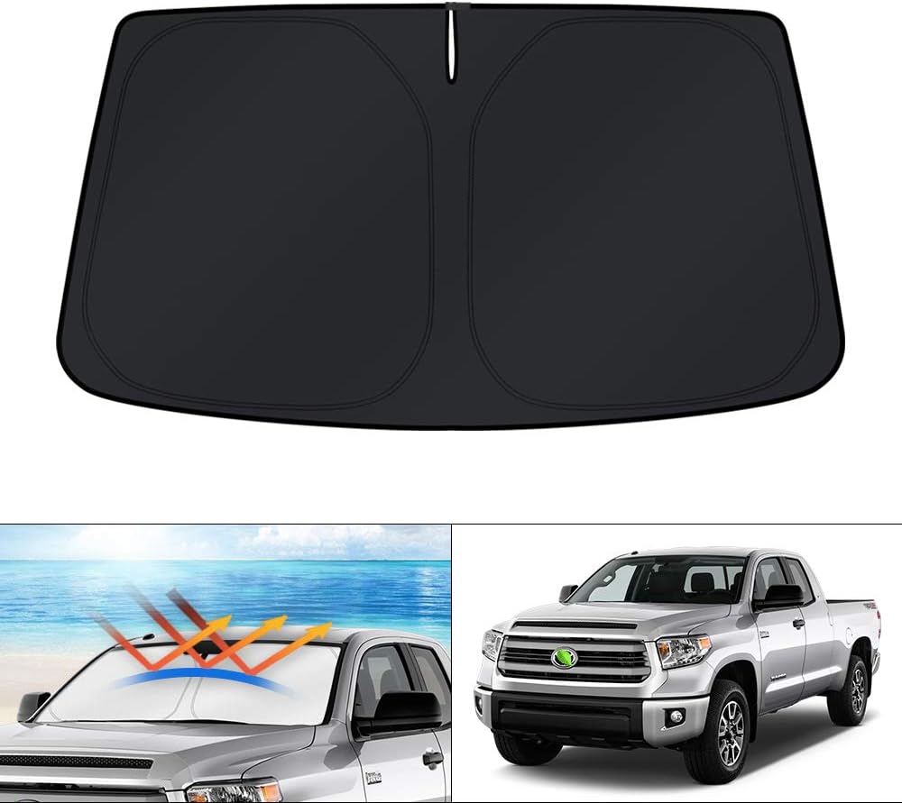 KUST Windshield Sun Shade for Toyota Tacoma Accessories 2016-2025 2026 2Dr 4Dr Pickup Truck, Custom Fit Car Front Window Sunshade Sun Visor Protector Foldable Blocks UV Rays Keep Car Cooler