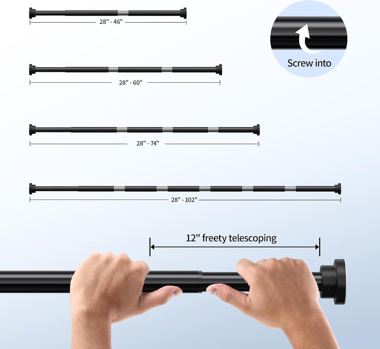 Mcrbeay Shower Curtain Rod, 1" Diameter Heavy Duty Tension Shower Rod | Adjustable 28-74 inch Non Slip No Drill Spring Tension Rod For Bathroom, Shower Stall, No Rust, Bronze