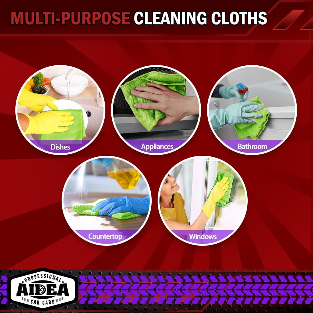 AIDEA Microfiber Cleaning Cloth-50PK, Microfiber Towels for Cars, 12×12" | Premium Wash Cloths, Dusting Cloth Cleaning Rags, Absorbent Towels for SUVs, House, Kitchen, Window, Cleaning Supplies