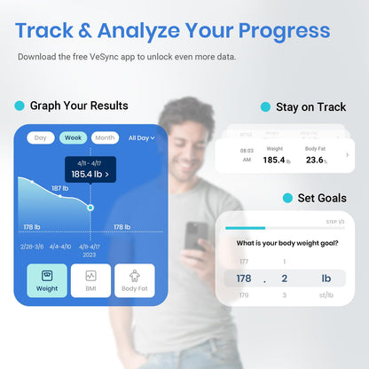 Etekcity Smart Scale for Body Weight, Body Fat and BMI, FSA Eligible | HSA Eligible, Bathroom Scale with Muscle Mass, Accurate Bluetooth App Sync, LED Display and Tempered Glass