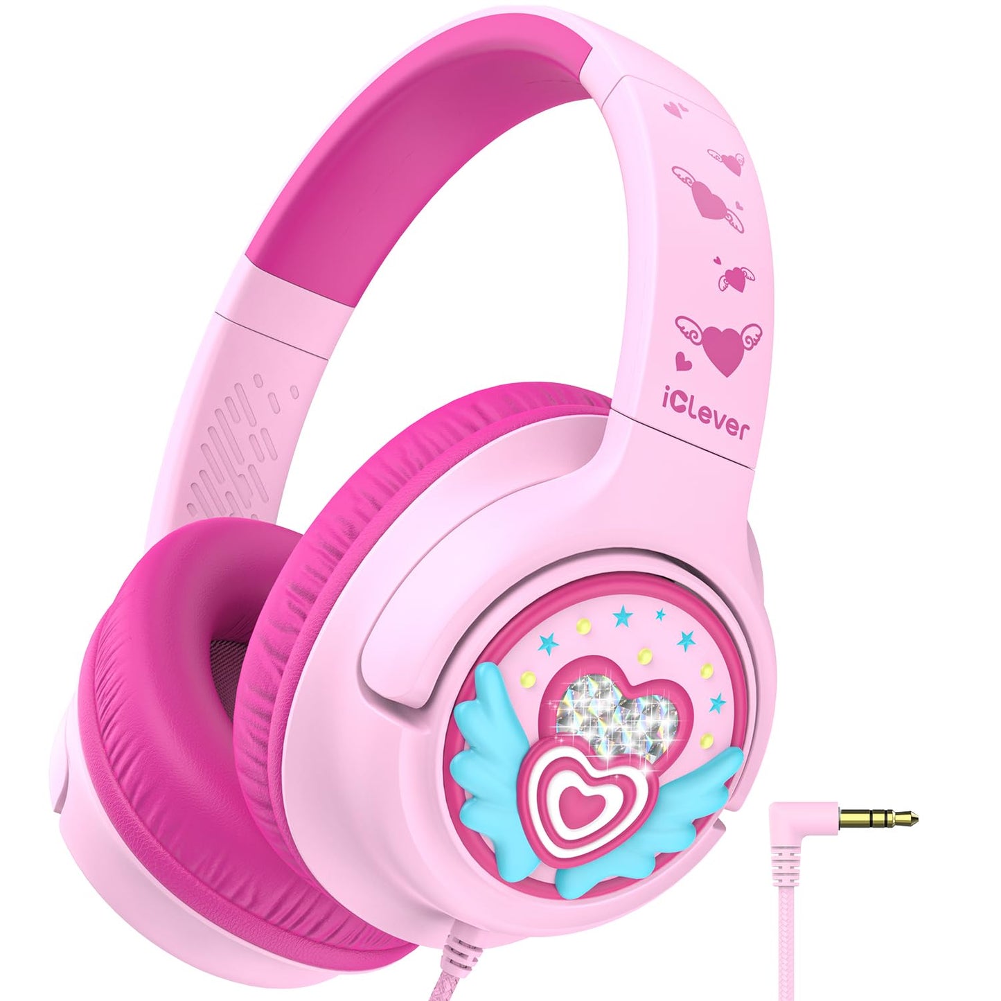 iClever C371 Kids Headphones with Cord for School Boys Girls Travel Gift | SafeSound Tech3.0, Stereo Sound, 3.5mm Jack, Foldable, Durable Headband, Safe Wired Headphones for Kids, Powder Blue